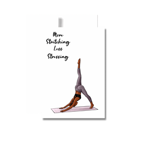 More Stretching Less Stressing Birthday Greeting Card, Fitness