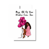 May All Of Your Wishes… Birthday Greeting Card, Woman Illustration