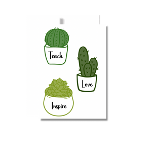Teach Love Inspire Thank You Greeting Card, Succulents