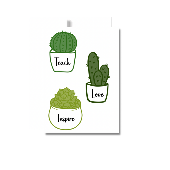 Teach Love Inspire Thank You Greeting Card, Succulents