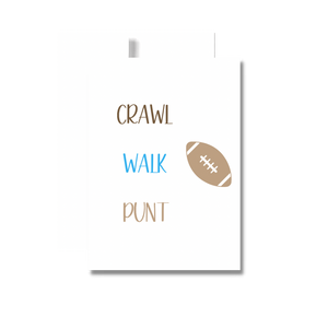 Crawl Walk Punt Baby Boy Greeting Card