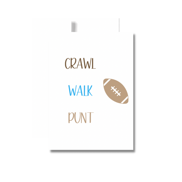 Crawl Walk Punt Baby Boy Greeting Card