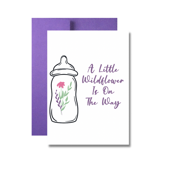 A Little Wildflower Is On The Way Baby Girl Greeting Card