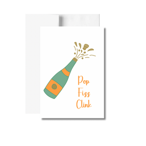 Pop Fizz Clink Birthday Greeting Card, Champagne