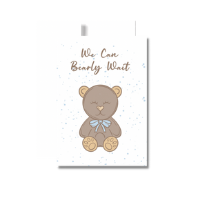 We Can Bearly Wait Baby Boy Greeting Card, Teddy Bear