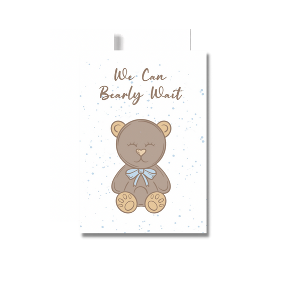 We Can Bearly Wait Baby Boy Greeting Card, Teddy Bear