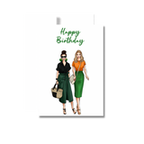 Happy Birthday Greeting Card, Woman Illustration Friends