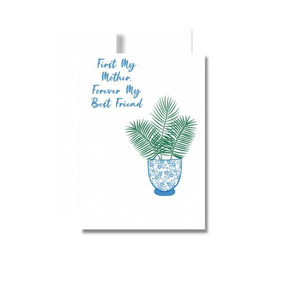 Mother’s Day Greeting Card, Blue Floral