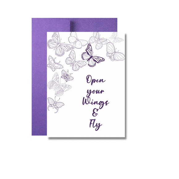 Open Your Wings & Fly Encouragement Greeting Card, Butterflies