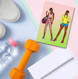 Fitness Woman Illustration Friendship Greeting Card, Yoga