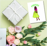 Cheers Congratulations Greeting Card, Woman Illustration