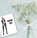 Thank You Flowers Greeting Card, Woman Illustration