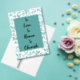Love Honor Cherish Wedding Greeting Card