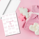 Congrats It’s A Girl Greeting Card, Pink Bows