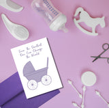 Baby Girl Greeting Card, Stroller