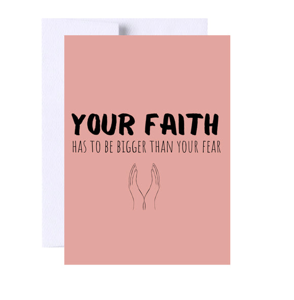 Faith Bigger Than Fear Encouragement Inspirational Greeting Card, Christianity
