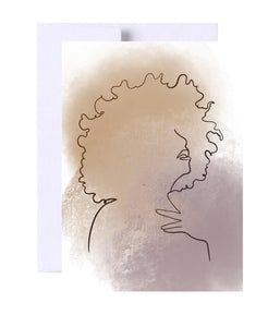 One Line Curly Hair Women Illustration Birthday Greeting Card