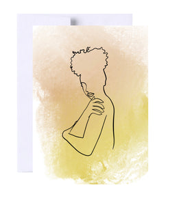 One Line Women Illustration Birthday Greeting Card