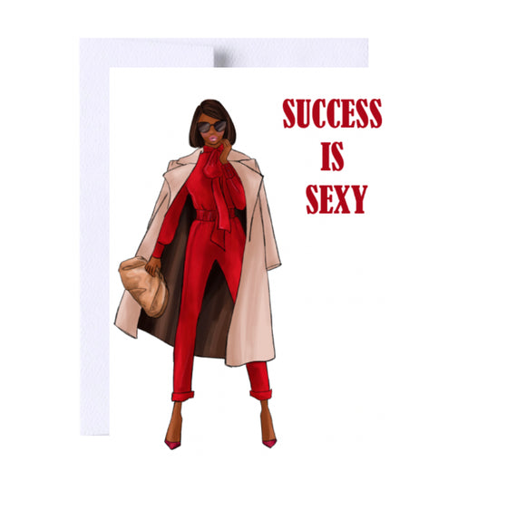Success Is Sexy Birthday Greeting Card, Woman Illustration