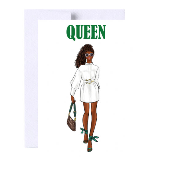 Queen Birthday Greeting Card, Woman Illustration