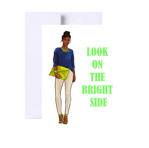 Look On The Bright Side Woman Illustration Greeting Card