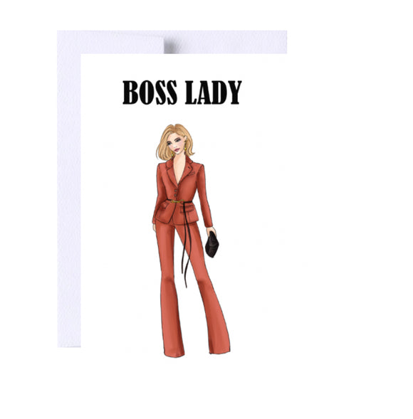Boss Lady Birthday Greeting Card, Woman Illustration