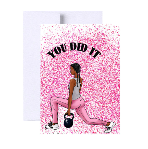 You Did It Congrats Greeting Card, Woman Illustration