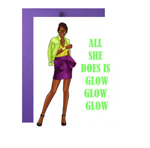 She Glows Birthday Card
