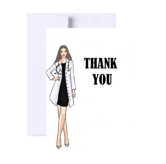Doctor Thank You Greeting Card, Woman illustration