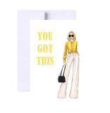 You Got This Friendship Encouragement Greeting Card, Woman Illustration