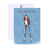 Celebrate You Greeting Card, Congratulations, Woman Illustration