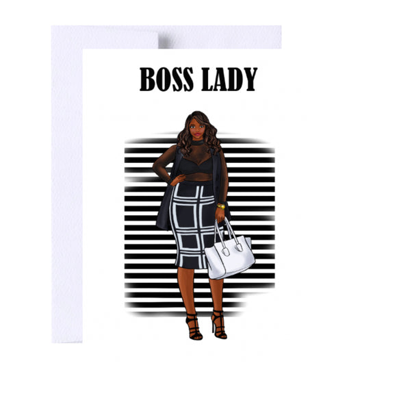 Boss Lady  Birthday Card, Woman Illustration
