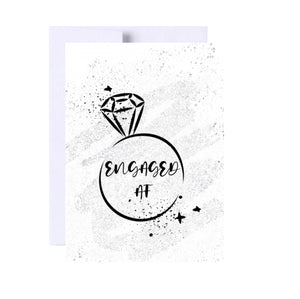 Engaged AF Wedding Card, Silver