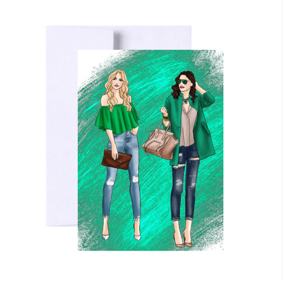 Women Illustration Friendship Greeting Card