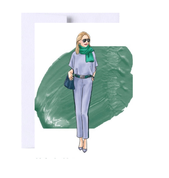 Fashion Woman Illustration Birthday Greeting Card