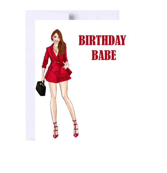 Birthday Babe Greeting Card, Woman Illustration