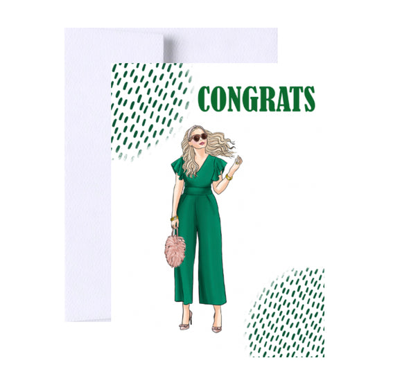 Congrats Greeting Card, Woman Illustration