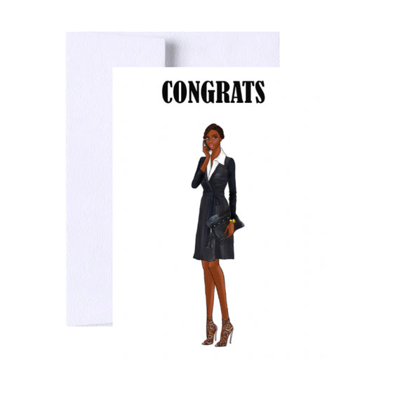 Congratulations Greeting Card, Congrats, Woman Illustration